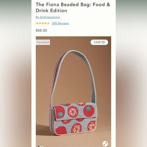 COPY - Anthropologie glass bead Fiona Beaded Bag - tomato print. Maeve brand